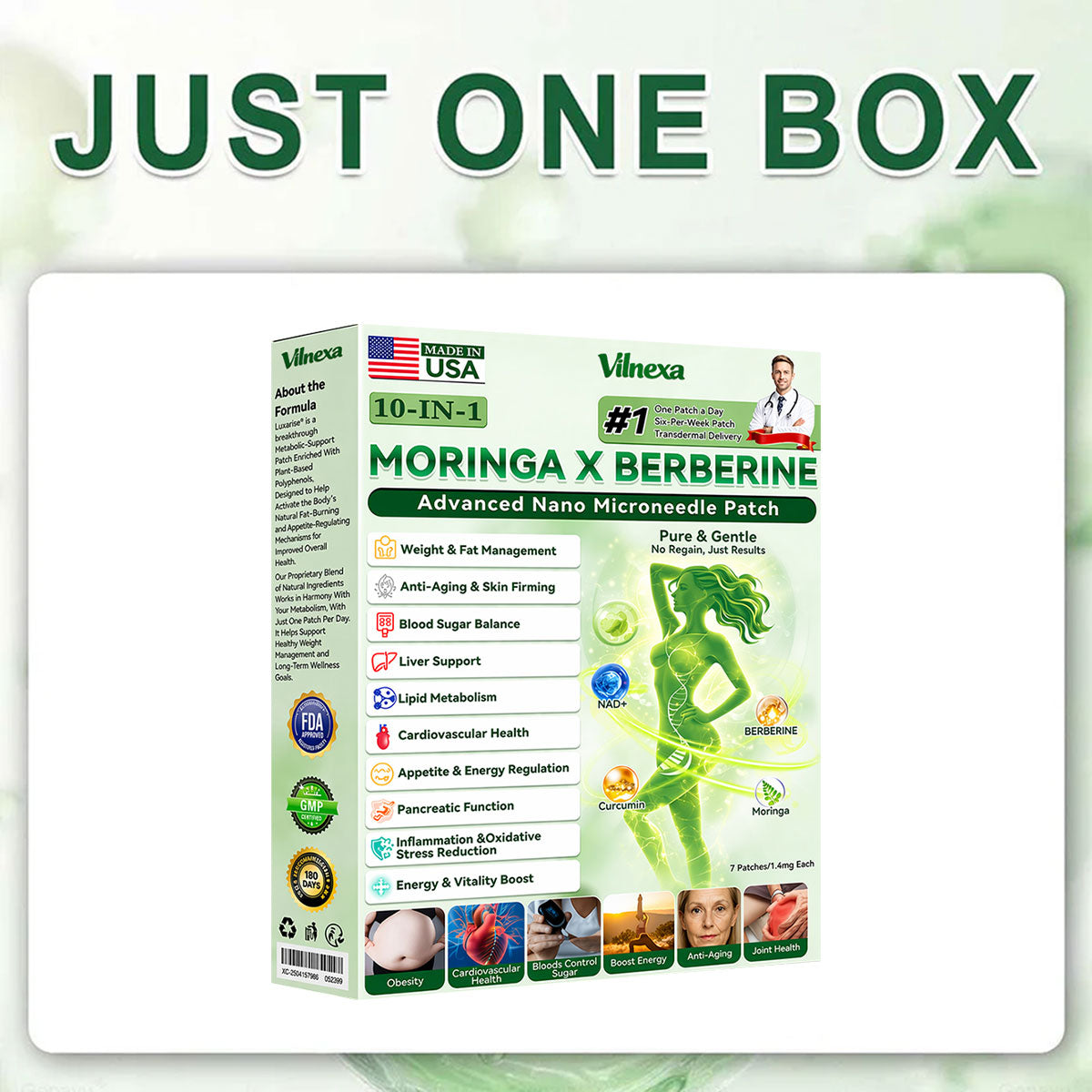 Vilnexa™ 8-in-1 AMPK Metabolic Slimming Patch 🇺🇸 Moringa × Berberine Formula · Supports Weight Management, Metabolic Balance & Daily Comfort