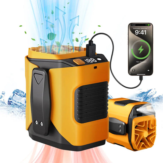 Personal Waist Portable Rechargeable Fan for Outdoor, Jobsite, Farms, Traveling, Fishing