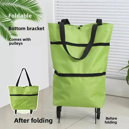 Foldable Rolling Shopping Bag with Wheels, Reusable Grocery Tote Cart🛒
