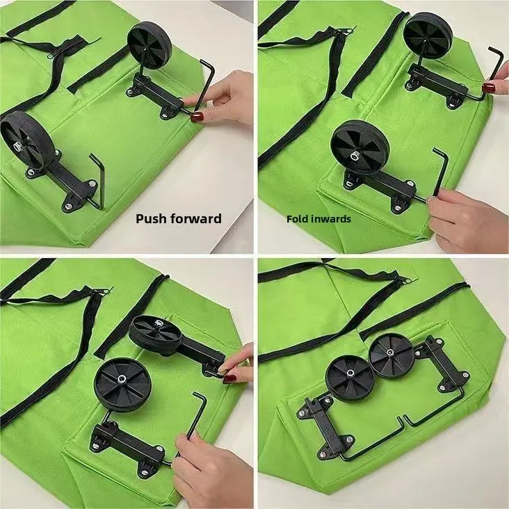 Foldable Rolling Shopping Bag with Wheels, Reusable Grocery Tote Cart🛒