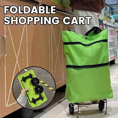 Foldable Rolling Shopping Bag with Wheels, Reusable Grocery Tote Cart🛒