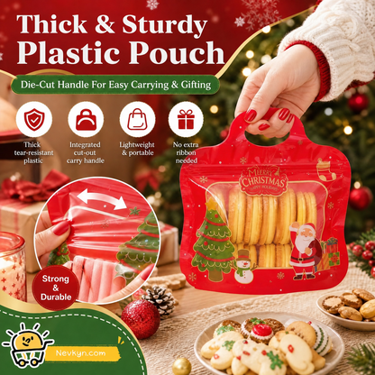 🎄 Festive Self-Seal Treat Bags – Santa & Snowman Print | Resealable, Food-Safe & Perfect for Cookies, Chocolates & Little Gifts⛄