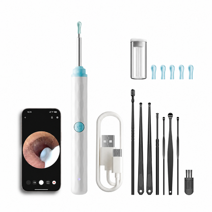 1080P Visual Ear Wax Removal Kit with Camera & App – Rechargeable Ear Cleaner with 8 Soft Silicone Tips
