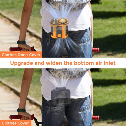 Personal Waist Portable Rechargeable Fan for Outdoor, Jobsite, Farms, Traveling, Fishing