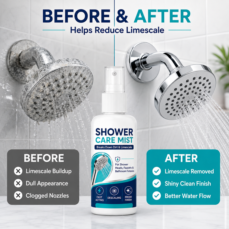 🚿 50% RABATT! 🔥 Schnell wirkendes Duschkalkentfernungsspray – Effektiv gegen Kalk, Seifenreste & Wasserflecken – Ideal für Fliesen, Duschkabinen & Armaturen ✨
