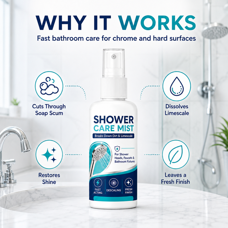 🚿 50% RABATT! 🔥 Schnell wirkendes Duschkalkentfernungsspray – Effektiv gegen Kalk, Seifenreste & Wasserflecken – Ideal für Fliesen, Duschkabinen & Armaturen ✨