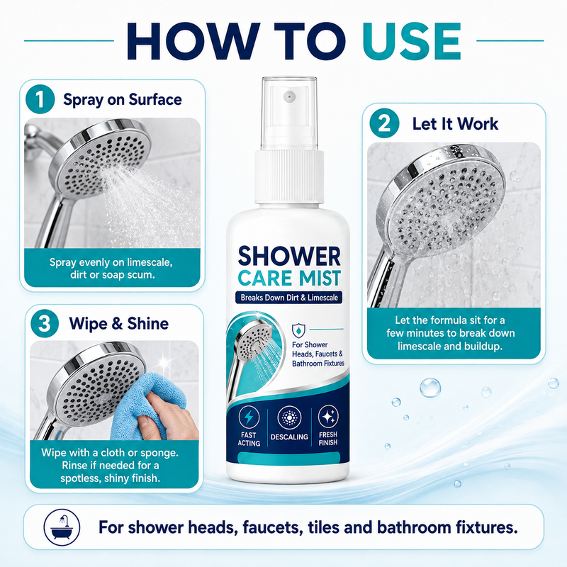 🚿 50% RABATT! 🔥 Schnell wirkendes Duschkalkentfernungsspray – Effektiv gegen Kalk, Seifenreste & Wasserflecken – Ideal für Fliesen, Duschkabinen & Armaturen ✨