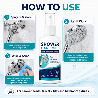 🚿 50% RABATT! 🔥 Schnell wirkendes Duschkalkentfernungsspray – Effektiv gegen Kalk, Seifenreste & Wasserflecken – Ideal für Fliesen, Duschkabinen & Armaturen ✨